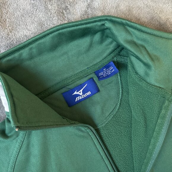Mizuno Women's IV Zip Fleece Warm-Up Track Jacket Green Pockets M - Picture 3 of 4
